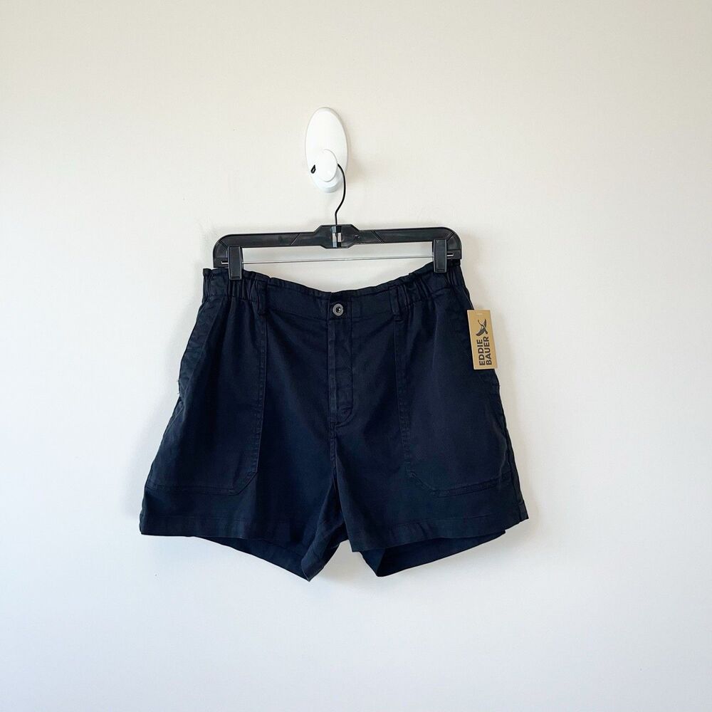 Eddie Bauer Women's Everyday Short Black Stretch Waist Comfort Size Large NWT’s